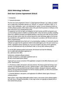 Predogled slike ZEISS Metrology Software End User License Agreement (EULA)