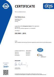 Predogled slike ISO 9001 : 2015 Certifikat o skladnosti z mednarodnim standardom za sistem vodenja kakovosti